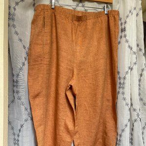 Eileen Fisher Washed Organic Linen Delave Lantern Pant - Deep Terracotta - Sz L